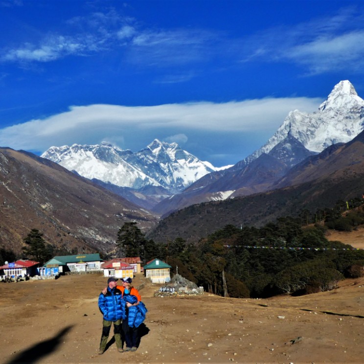 Tyangboche en Mount Everest op de achtergrond.